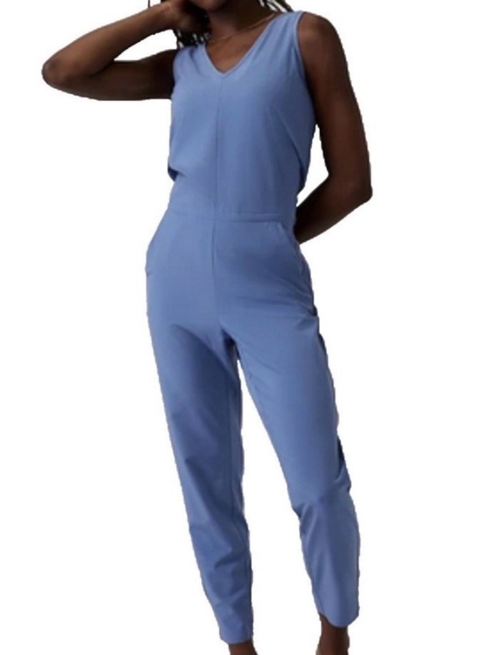 Athleta Slate Blue Sleeveless V-Neck jumpsuit